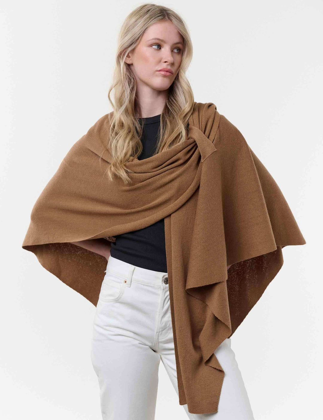 Einfarbiger Poncho mit Schlaufe zum Fixieren