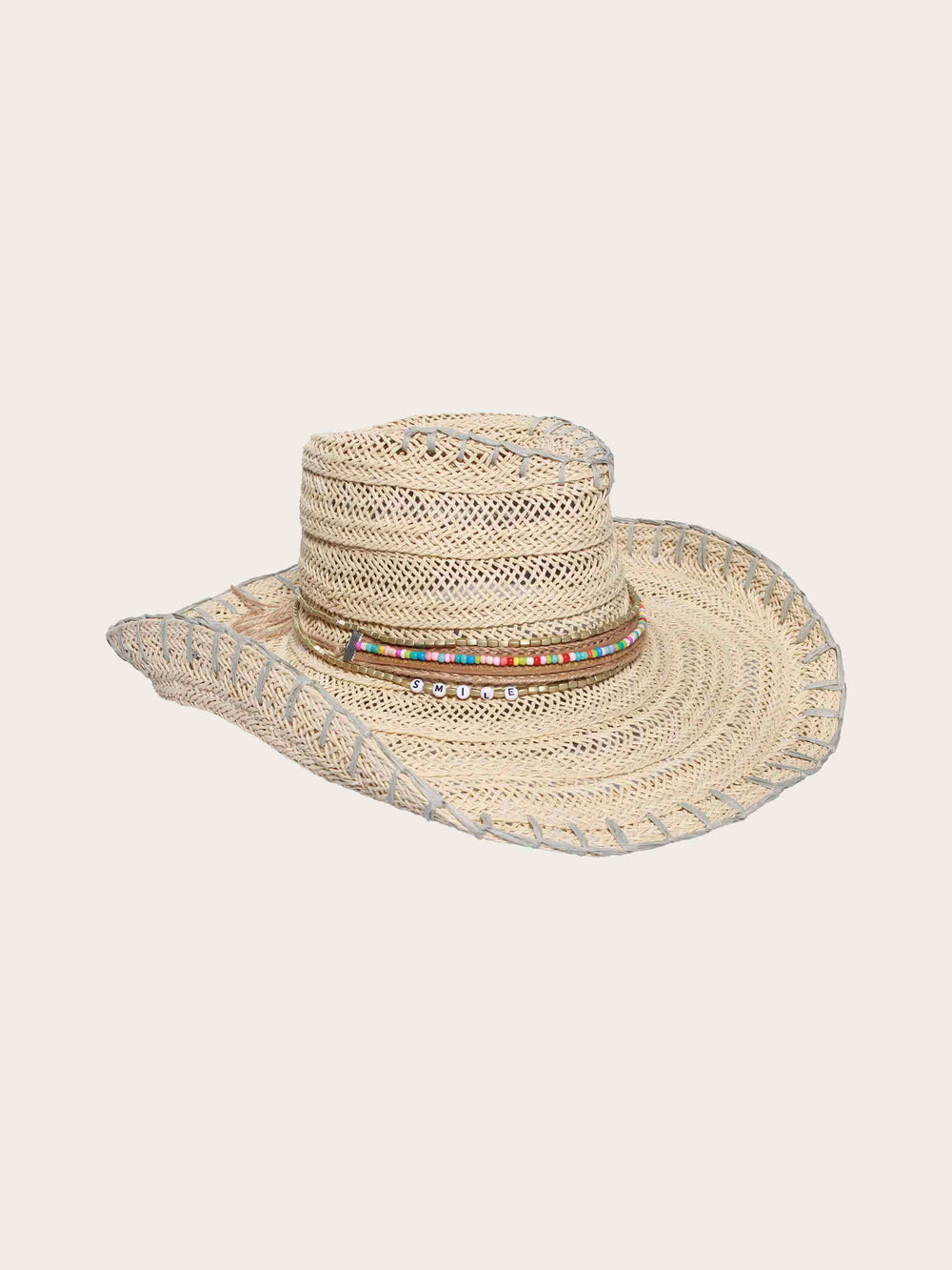 Loevenich Cowboyhut im Boho-Style mit Schriftzug „Smile“