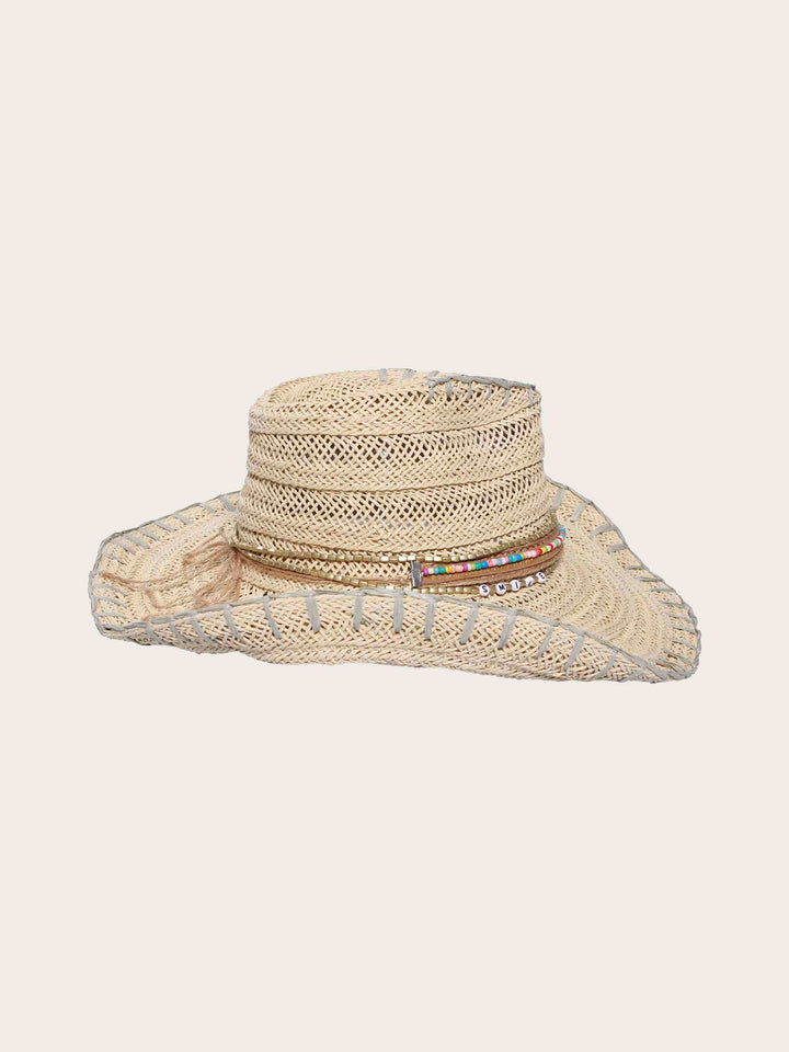 Loevenich Cowboyhut im Boho-Style mit Schriftzug „Smile“