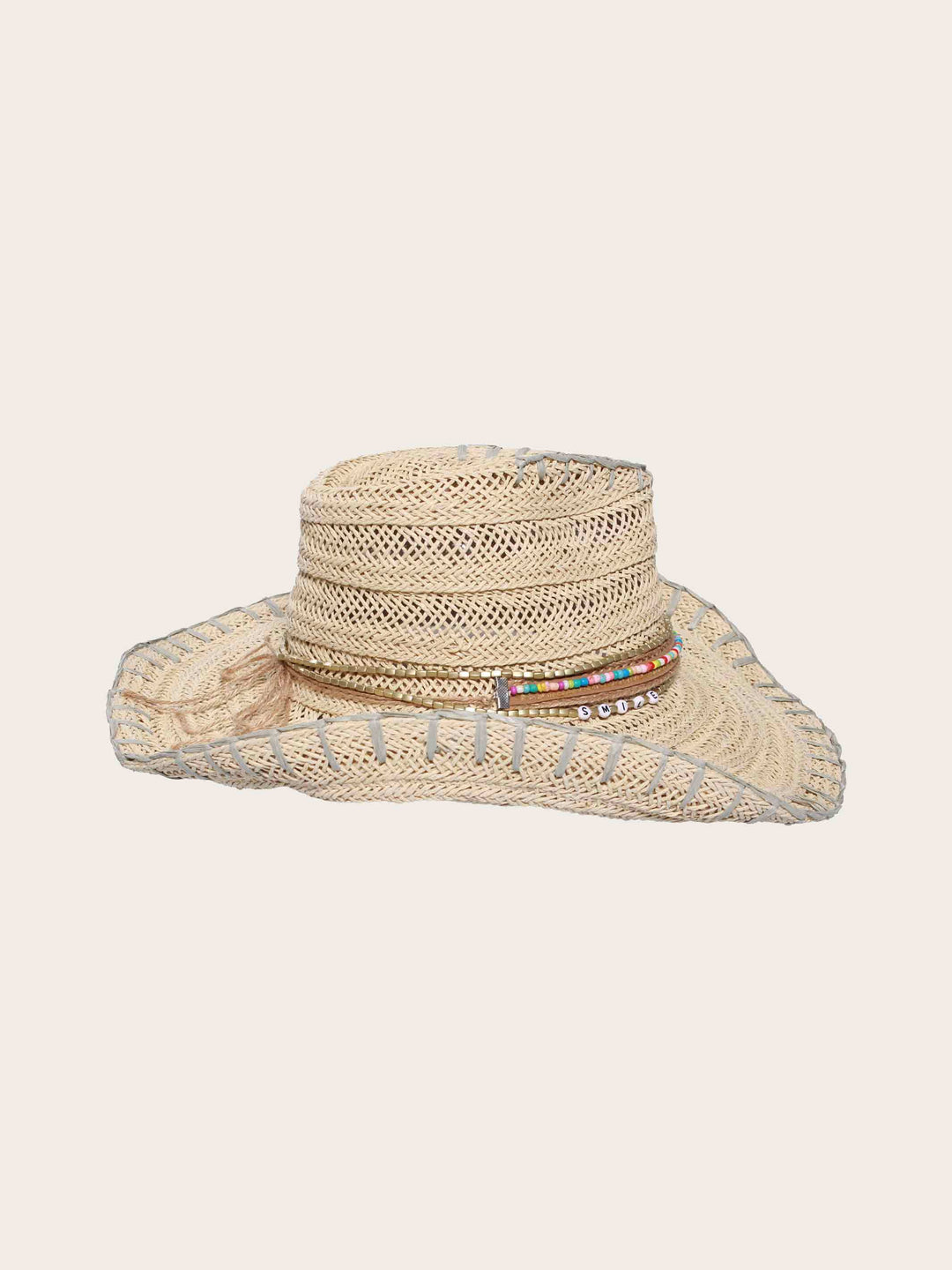 Loevenich Cowboyhut im Boho-Style mit Schriftzug „Smile“