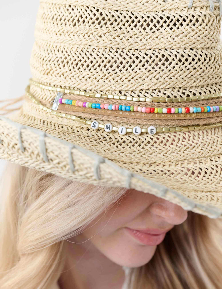 Loevenich Cowboyhut im Boho-Style mit Schriftzug „Smile“