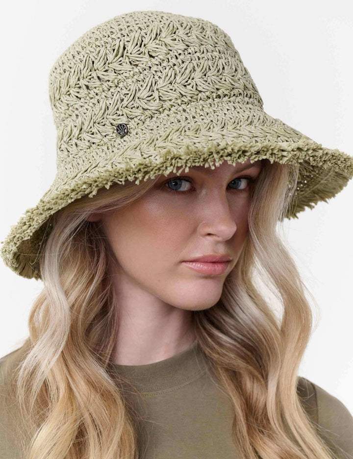 Loevenich Hut mit Häkel-Muster und ausgefranstem Rand