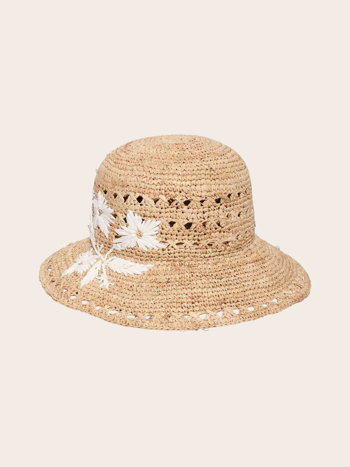 Loevenich Strohhut mit Blumen-Stickerei