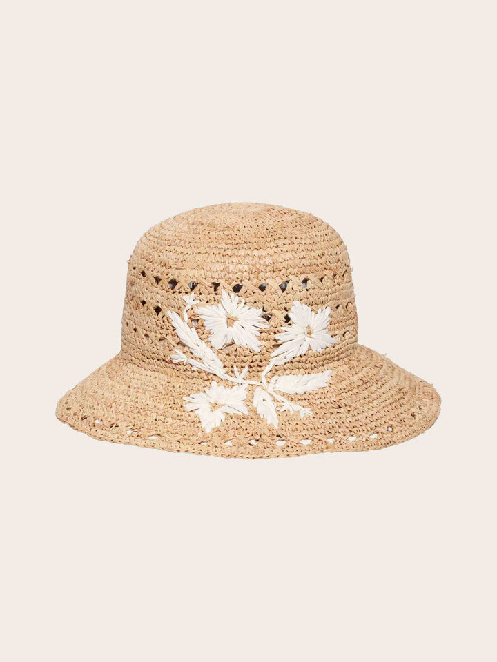 Loevenich Strohhut mit Blumen-Stickerei