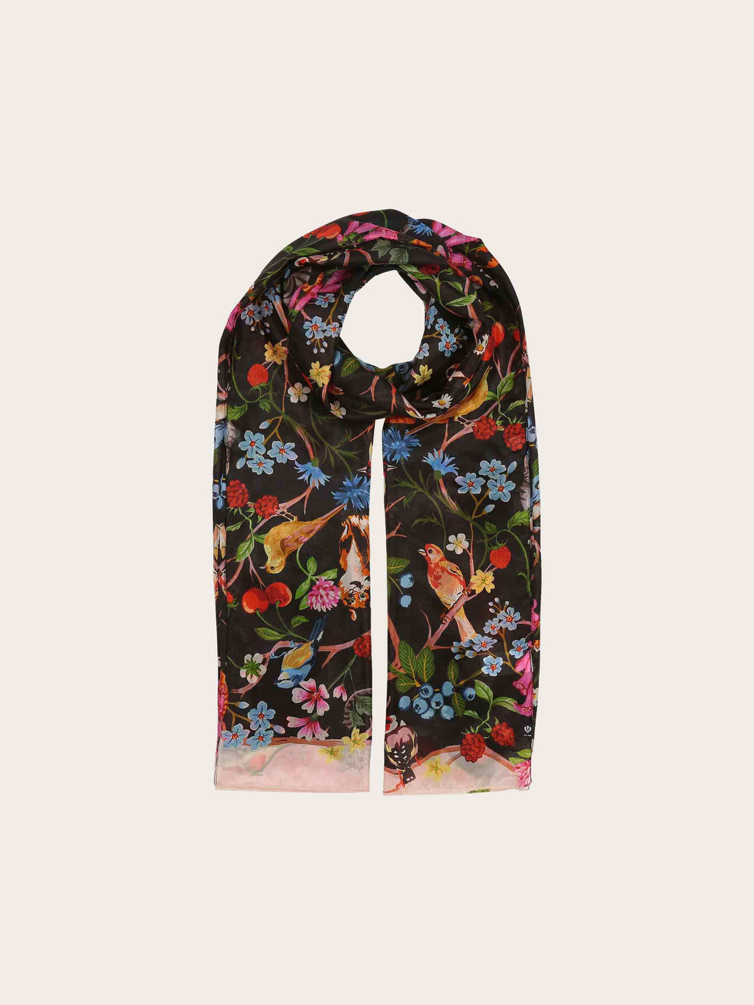 XL-Seidenstola mit Pflanzen- und Tier-Design - vielseitig tragbar