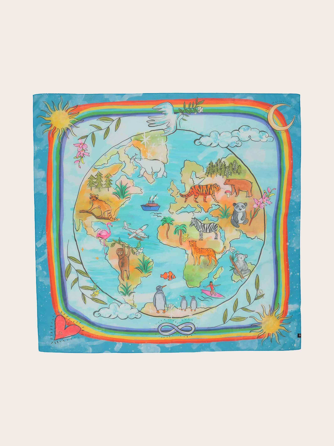 Tuch "Tiere aus aller Welt" in Seidenmischung