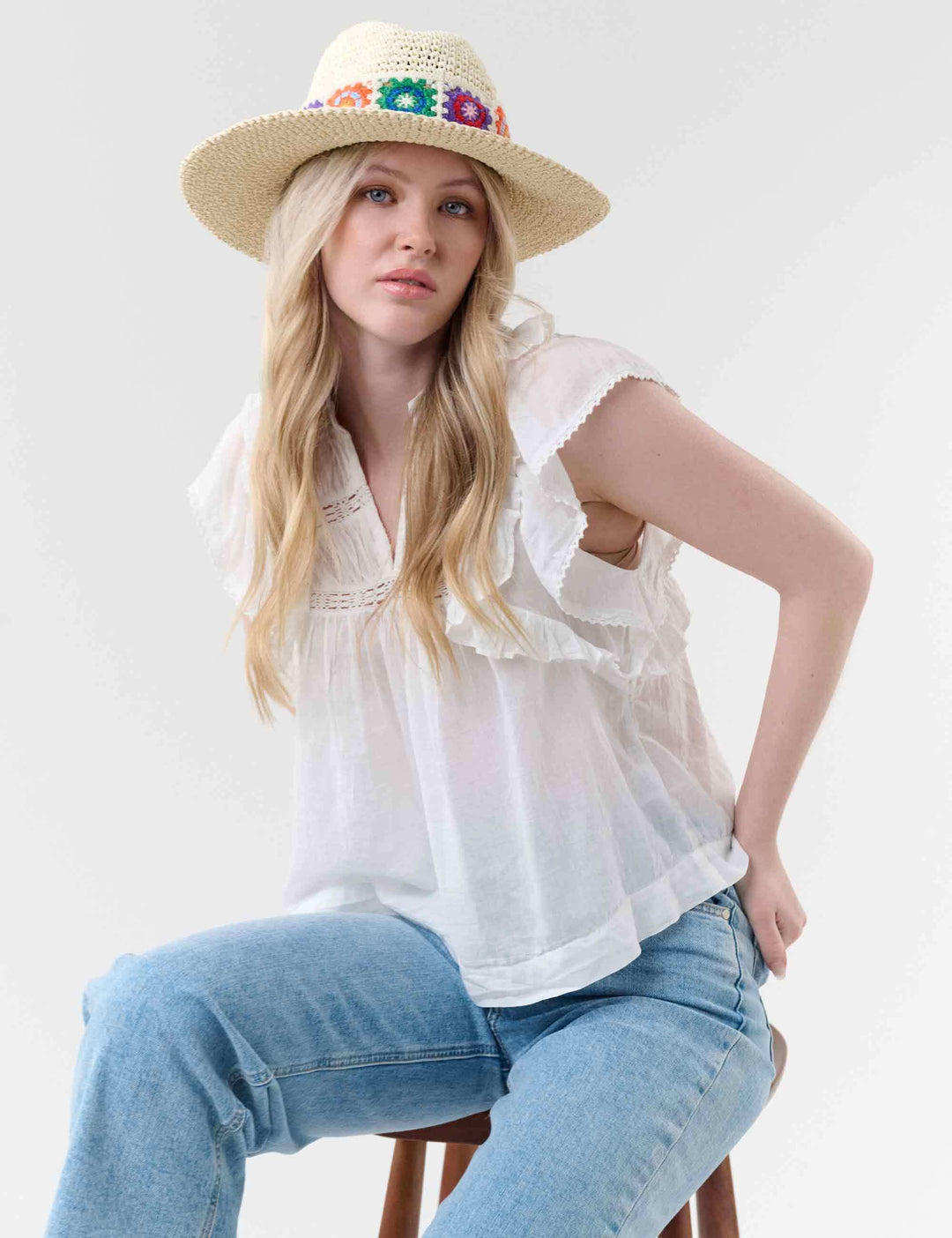 Modischer Loevenich Fedora mit buntem Boho-Muster