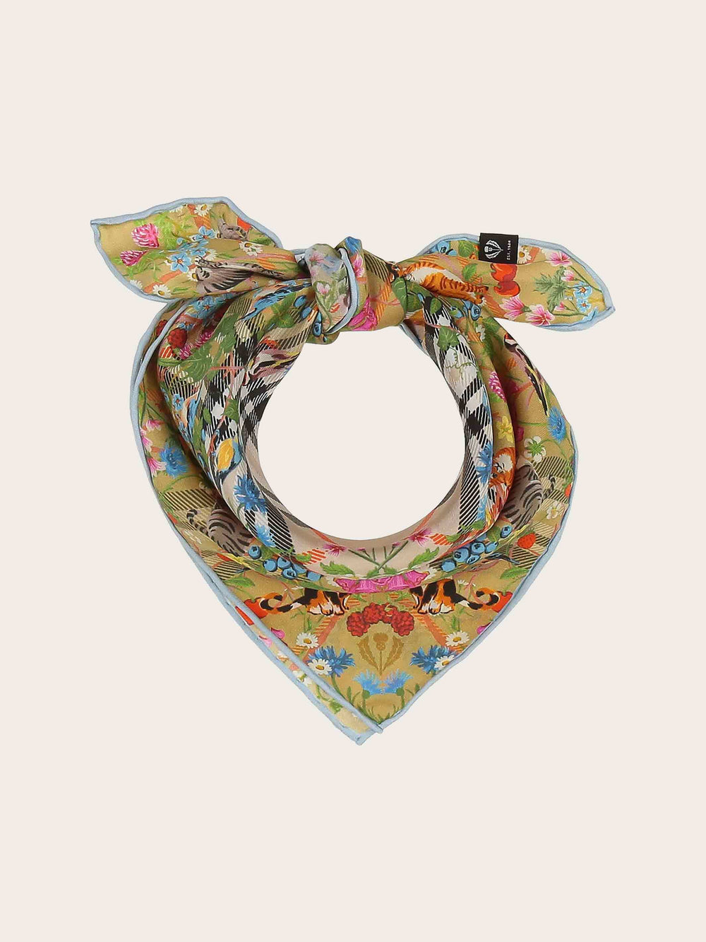 Nickituch mit FRAAS Plaid Karo und Tier-Print aus Seide