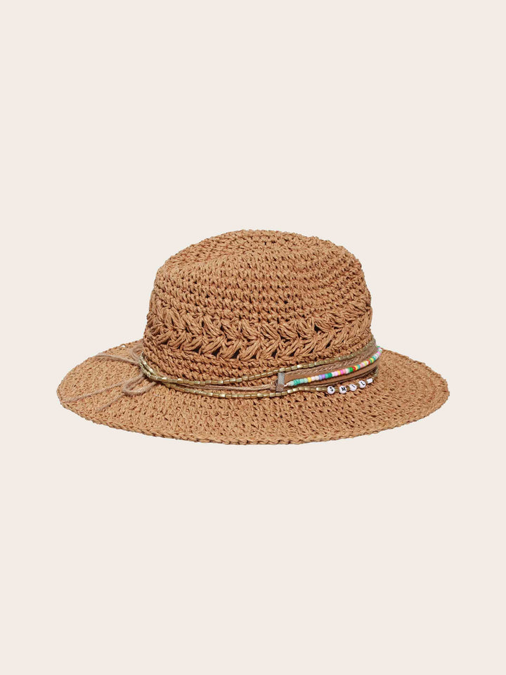 Loevenich Fedora im Boho-Style mit Schriftzug „Smile“