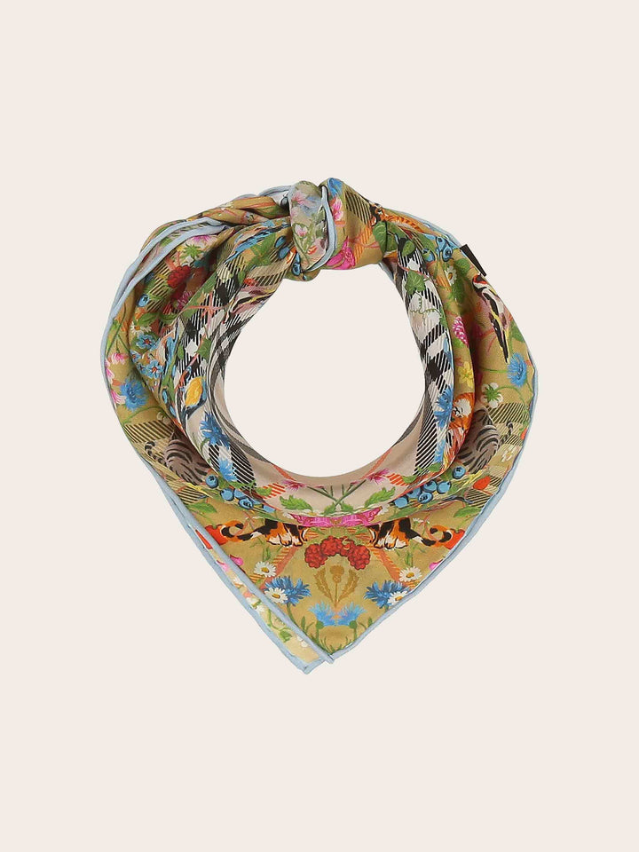 Nickituch mit FRAAS Plaid Karo und Tier-Print aus Seide