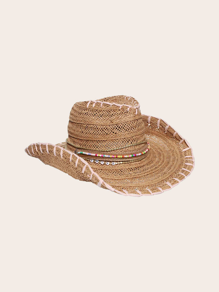 Loevenich Cowboyhut im Boho-Style mit Schriftzug „Smile“