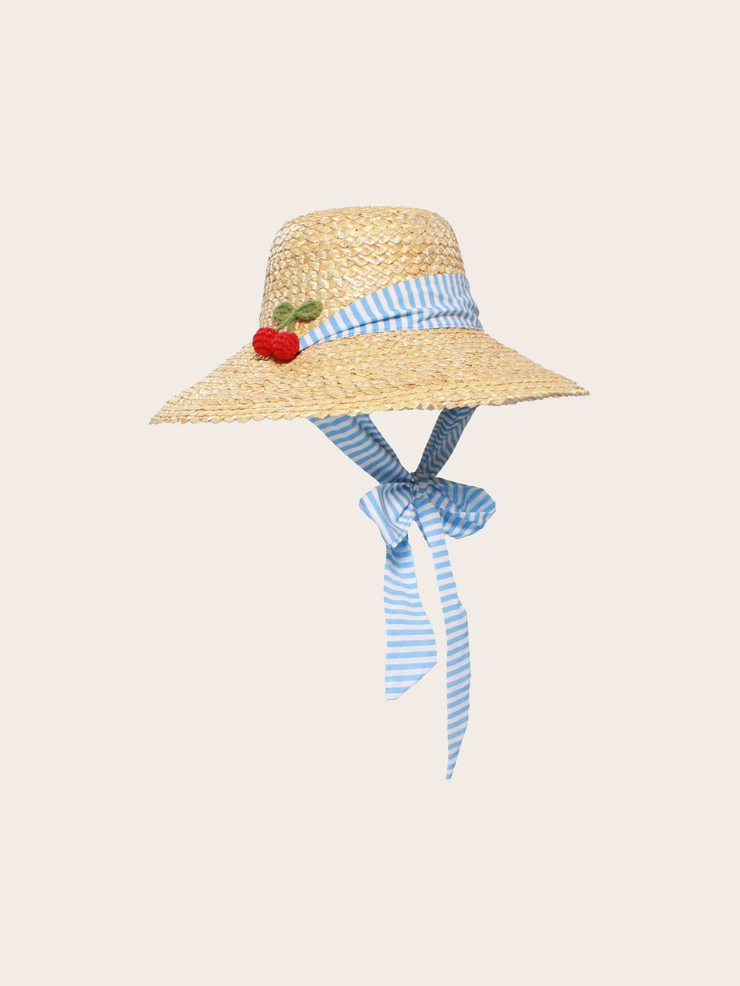 Loevenich Strohhut mit gehäkelten Kirschen und Hutband