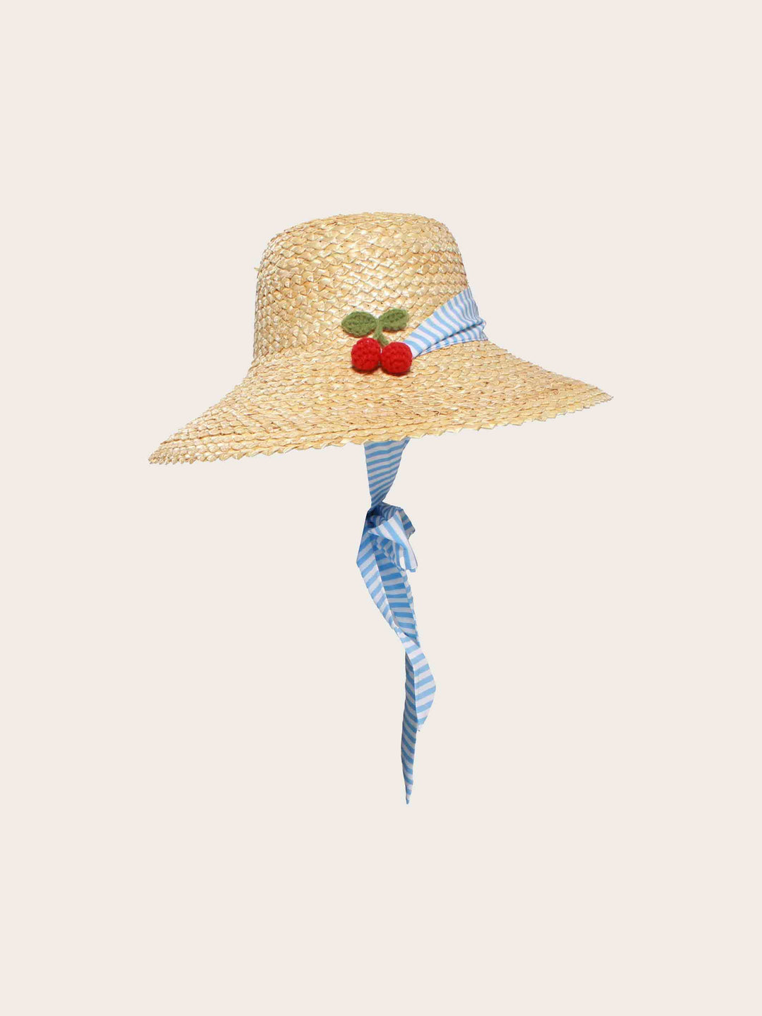 Loevenich Strohhut mit gehäkelten Kirschen und Hutband