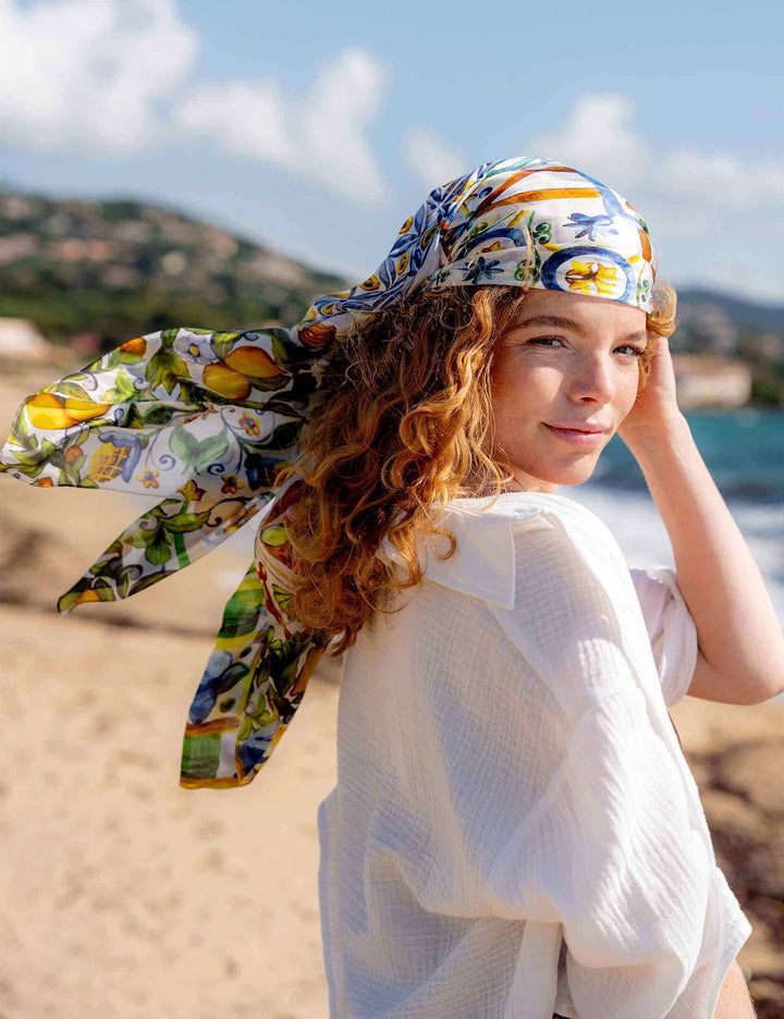 XL-Seidenstola mit Mosaik-Design - vielseitig tragbar