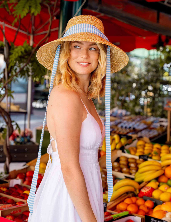 Loevenich Strohhut mit gehäkelten Kirschen und Hutband