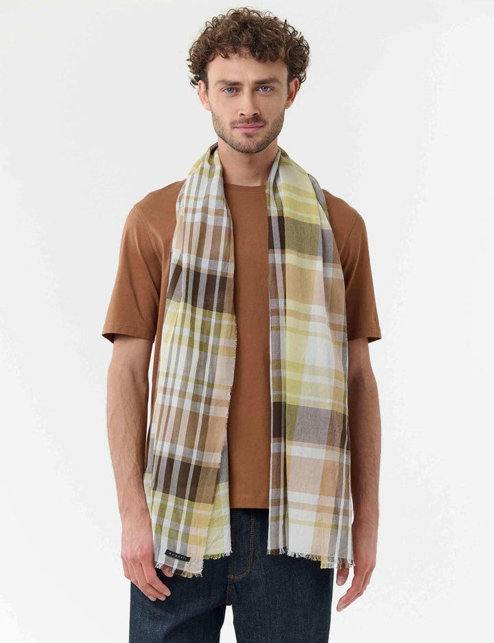 Karierter bugatti Sommerschal aus reiner Baumwolle