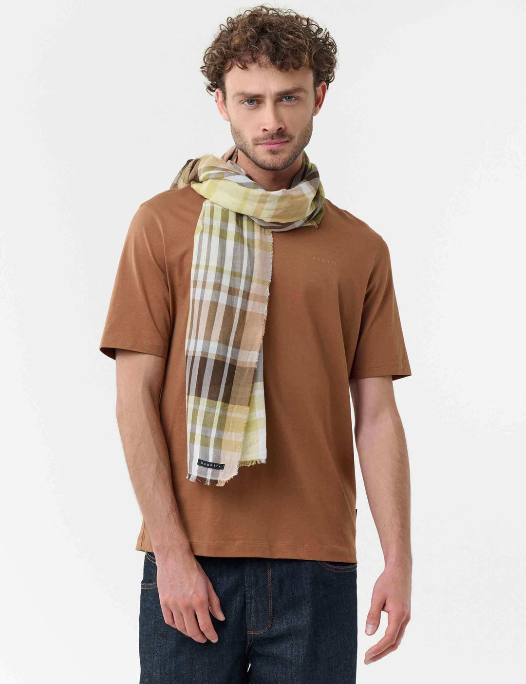 Karierter bugatti Sommerschal aus reiner Baumwolle