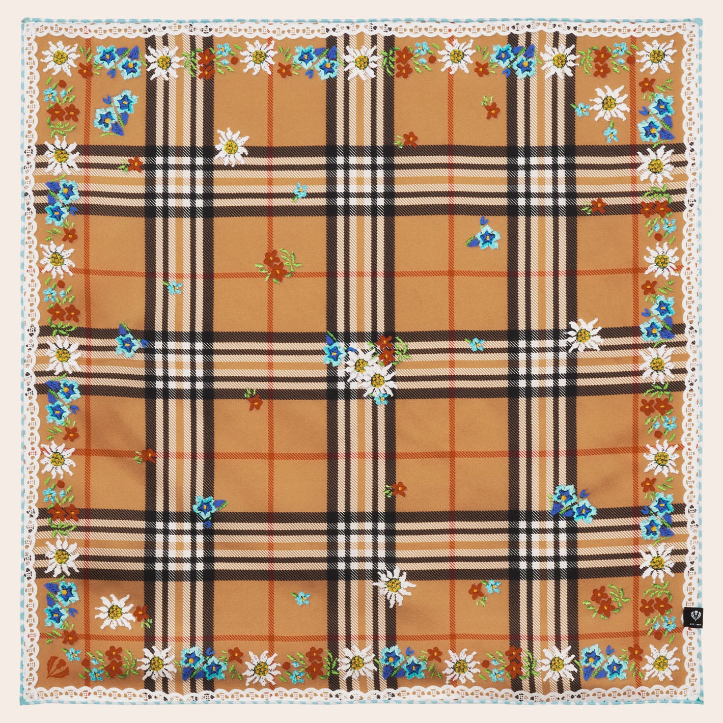 Komplettansicht des FRAAS Plaid Seiden-Nickituchs im Wiesn-Stil.