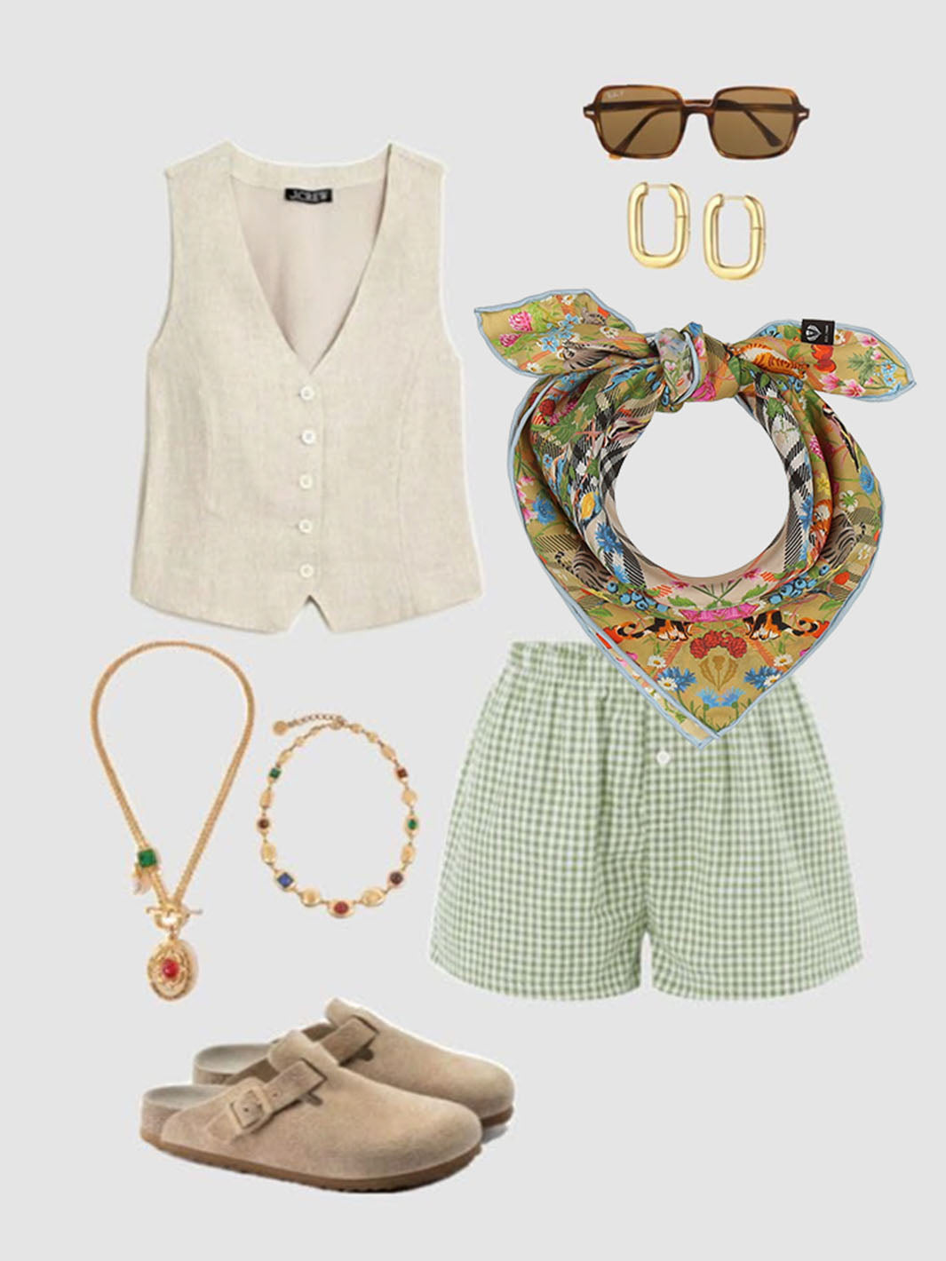 Collage mit Kleidung passend zum FRAAS Plaid Seidentuch 612022