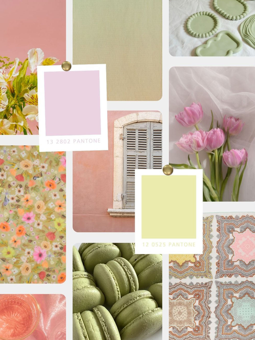 Zusammenstellung verschiedener Bilder und Fotos in Pastellfarben