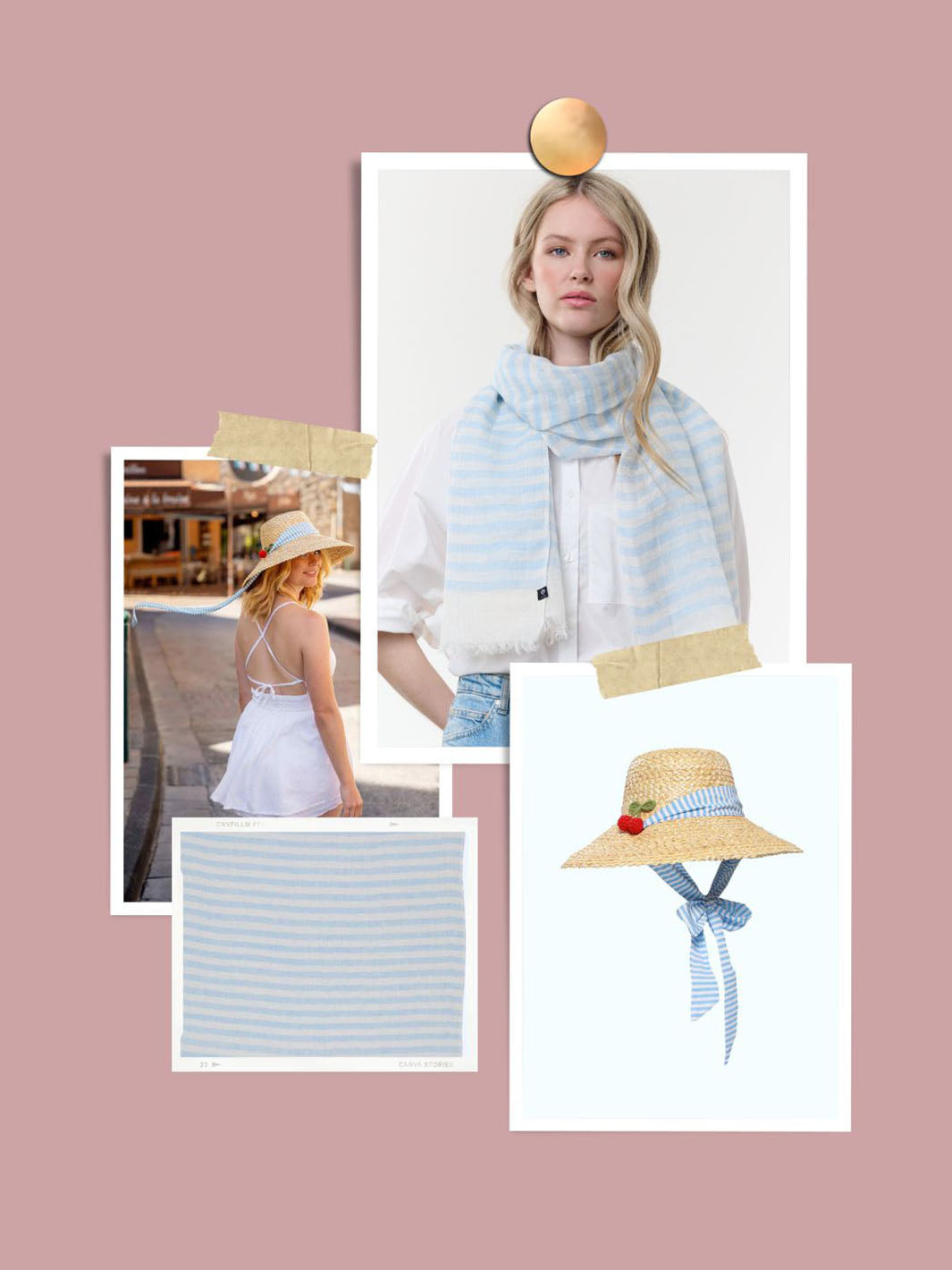Zusammenstellung von Fotos mit gestreiften Accessoires 