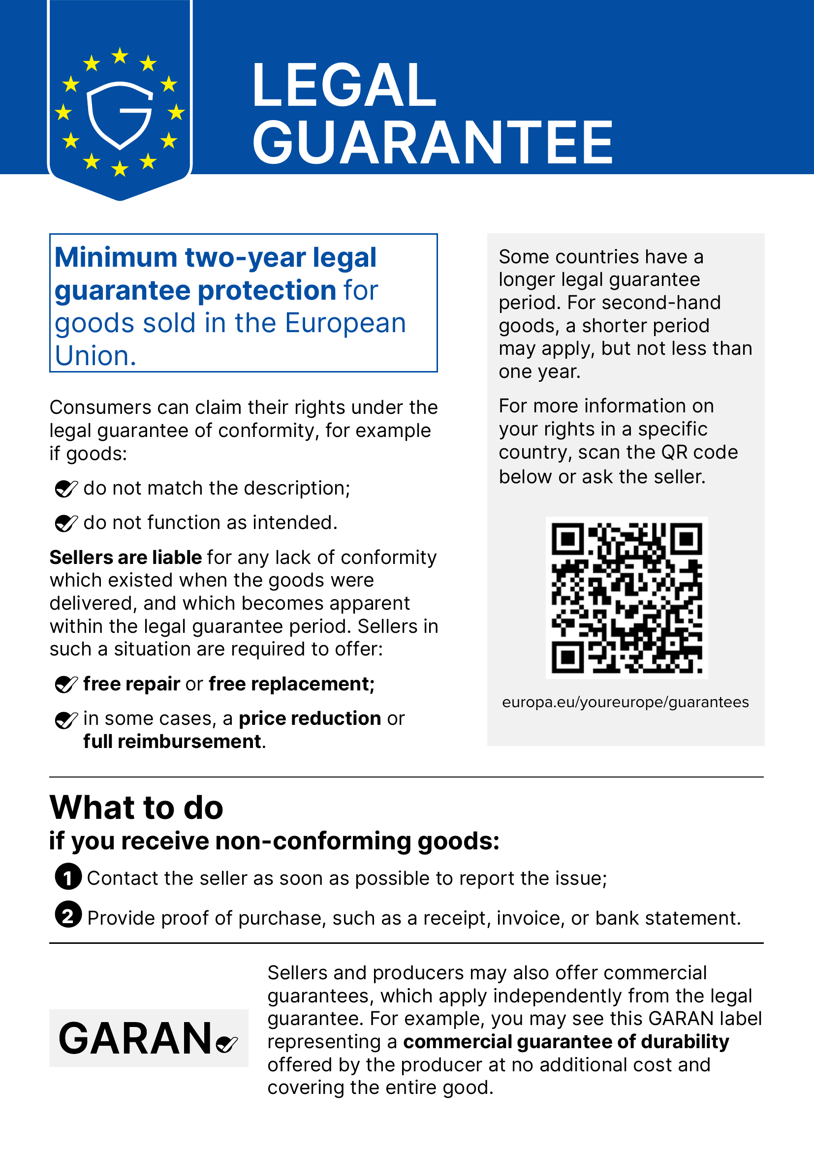 EU legal guarantee notice