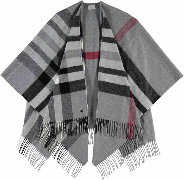 Poncho with FRAAS Plaid made of polyacrylics - Made in Germany morning grey One Size