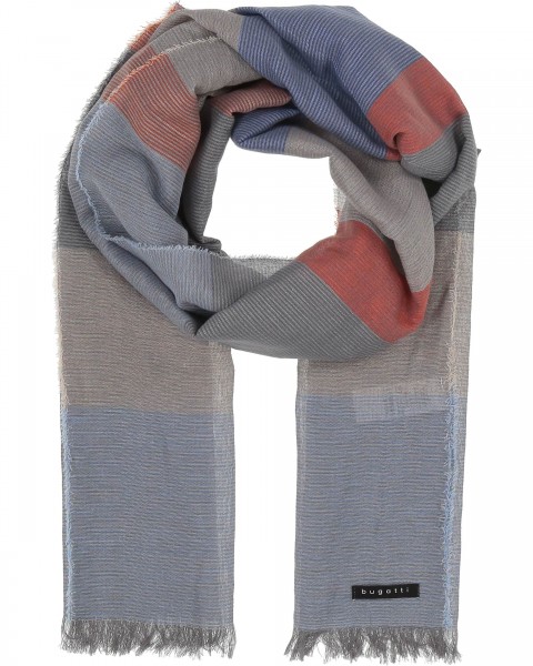 Lightweight scarf with stripes blue One Size