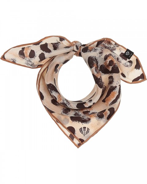 Nicki scarf of pure silk with animal print cafe au lait One Size