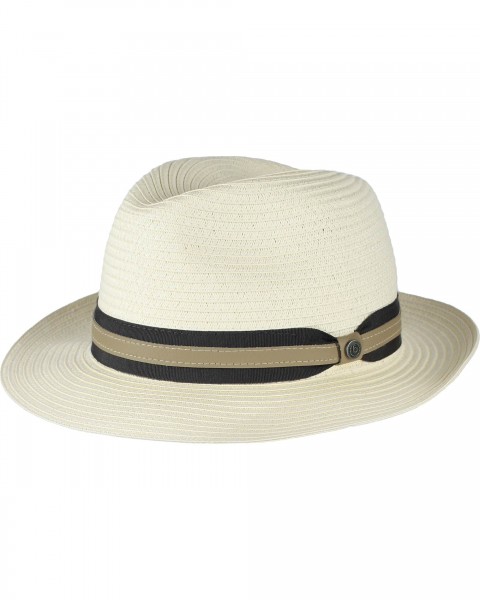 Einfarbiger Sommer-Fedora mit Leder-Hutband off white 57