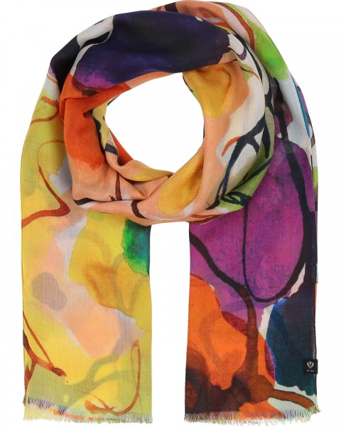 Sustainability Edition - Scarf with watercolour-flowers - Made in Italy