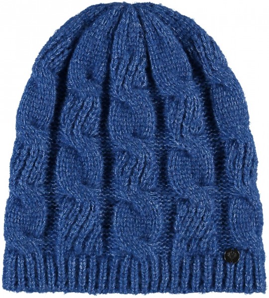 Sustainability Edition - Knitted beanie with plait pattern royal