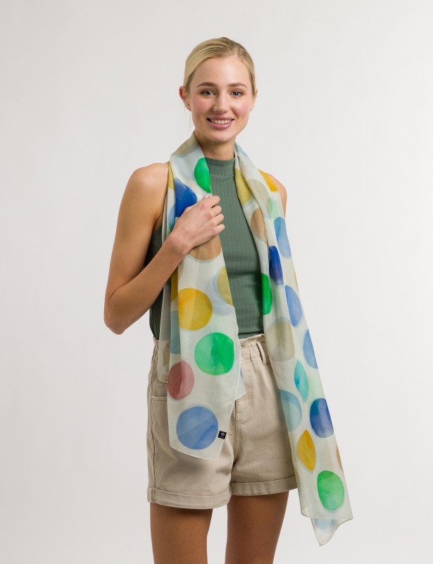 Stole with watercolour dots in cotton-silk-blend
