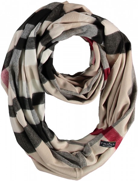 Cashmink-loop with FRAAS Plaid - Made in Germany beige One Size