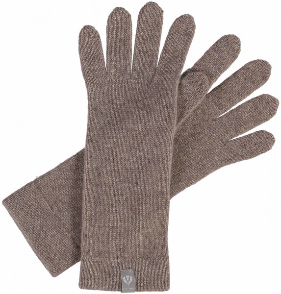 Knit gloves in pure cashmere taupe