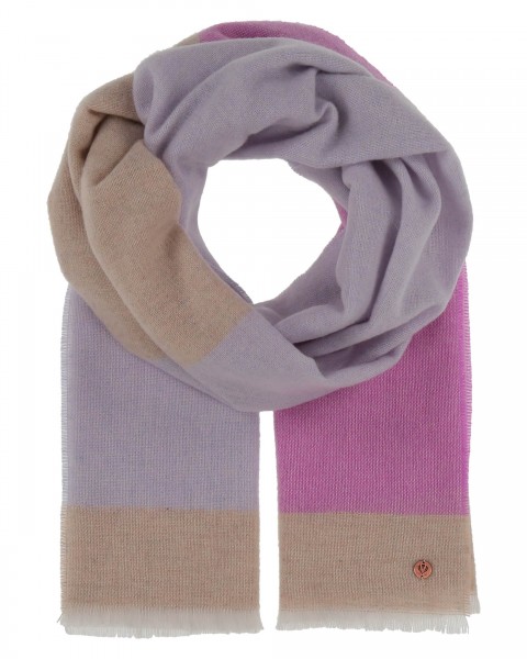 Delicate stole with block stripes made of pure cashmere
