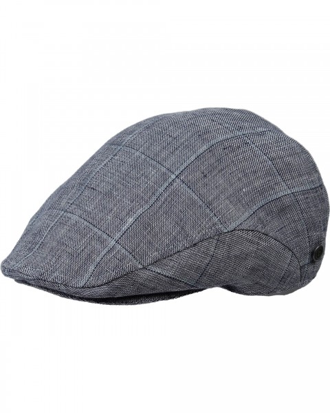 Checkered flat cap in linen blend
