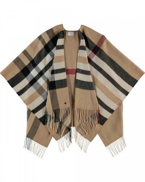 Poncho with FRAAS Plaid made of polyacrylics - Made in Germany beige One Size