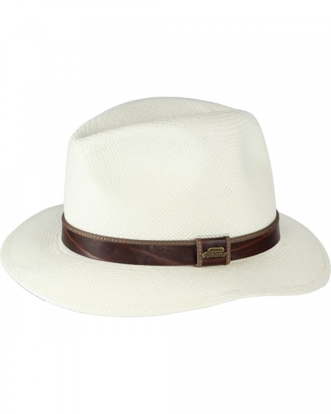 Panama hat with leather hatband off white 57