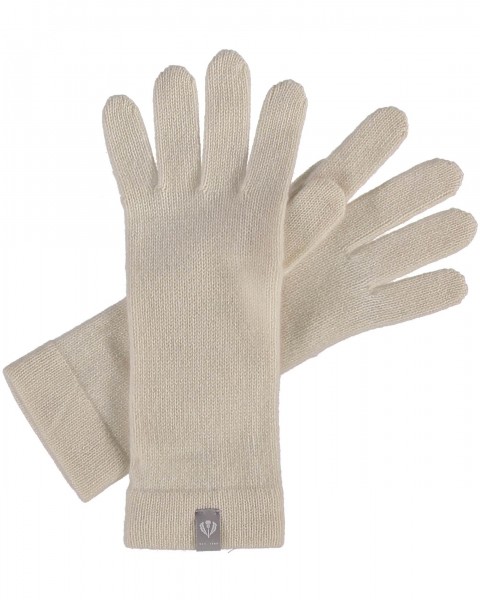 Pure Cashmere Knitted Gloves off white One Size