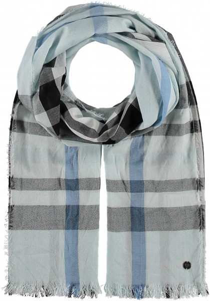 Stole in viscose blend with FRAAS Plaid light blue