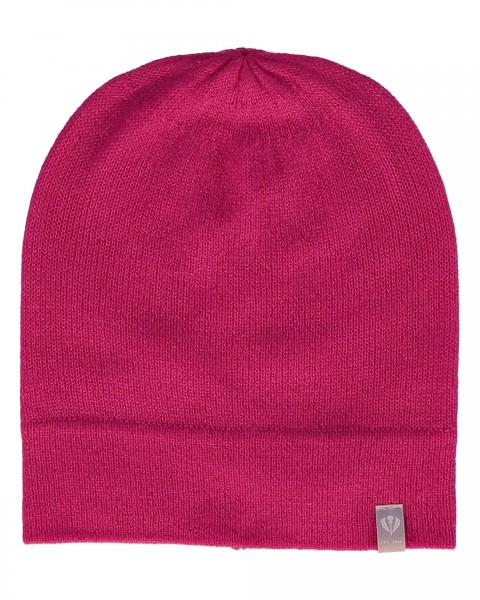 Pure cashmere knit hat pink One Size