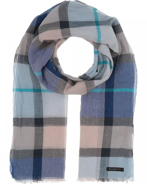 Checked cotton scarf royal blue One Size