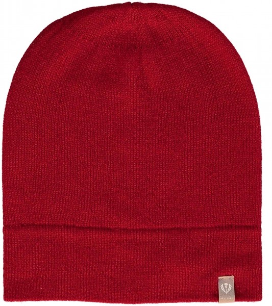 Pure cashmere knit hat red