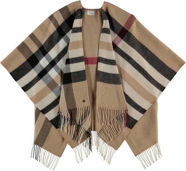 Poncho with FRAAS Plaid made of polyacrylics - Made in Germany latte One Size