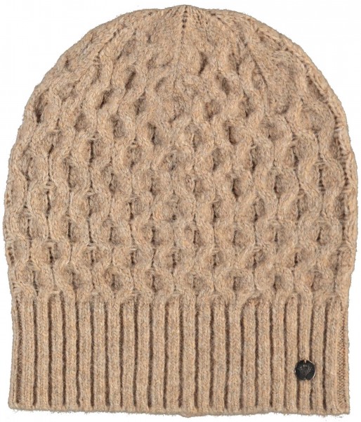 Knitted beanie with honeycomb-pattern in wool blend