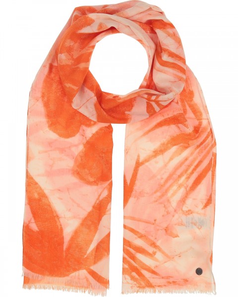 Cotton scarf with tropical leaf print