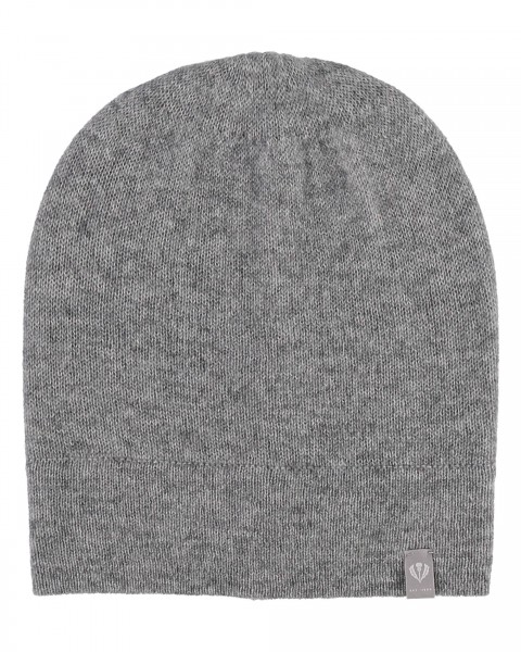 Knitted cap in pure cashmere mid grey One Size