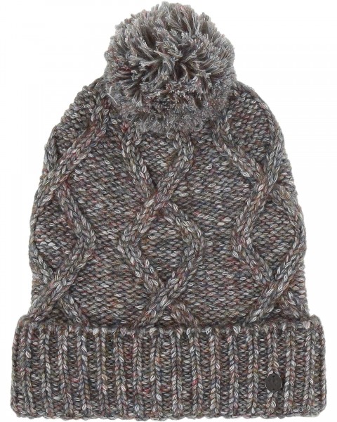 Melange knitted hat with cable knit pattern