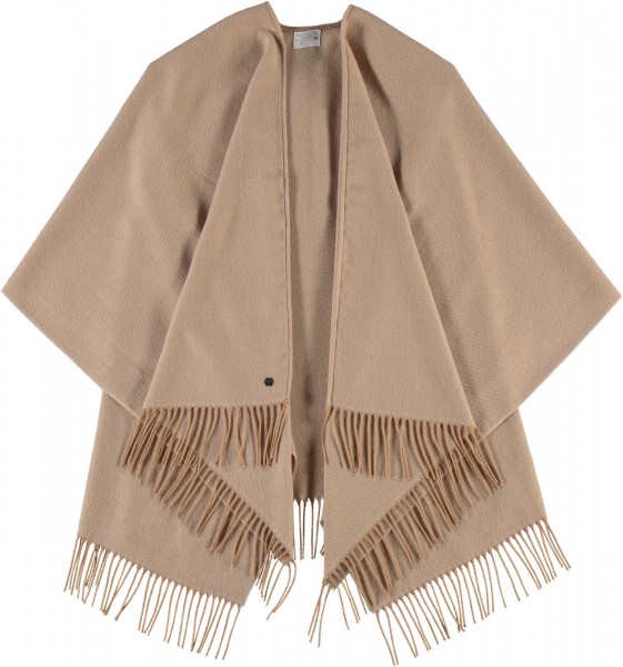 Unicoloured poncho made of pure polyacrylics - Made in Germany camel One Size